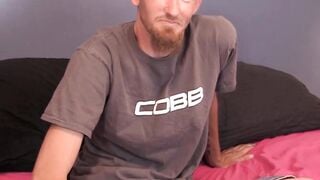 Bald and bearded John causes his tall schlong to expel a good amount of spunk