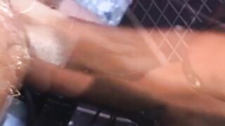 Hunky homosexual in his jockstrap endures having his ass fist fucked by his buddy who