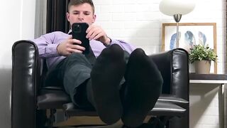Nathan L showed off his smooth soles and cute toes after a hard day