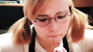 Honey Teenager Deep Sucking Big Cock Cum in Mouth