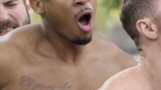Skyy Knox is having his ass drilled outdoor in threesome