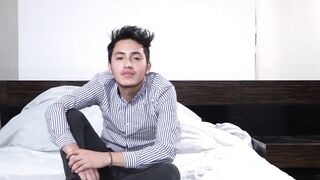 Interviewed young Latino barebacks fat mature man on camera