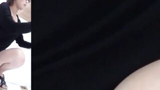 Hot Asian babes have their hairy pussies filmed while peeing