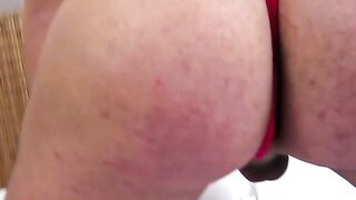 Hung shemale teases with her big ass during jerk off