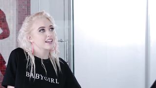 Blonde teen Chloe Cherry rides BBC reverse cowgirl after BJ