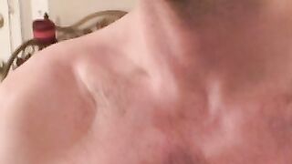 Handsome hunk jerks off his throbbing dick after interview