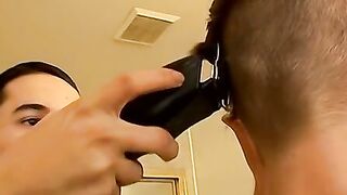 Billy and Wiley love hot bathroom wanking after haircut
