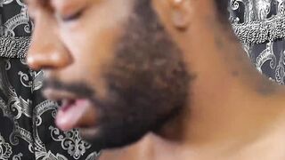 Black dominant man foot fucks and worships bound hunk