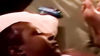 Mature black man receives cum in mouth after sucking dick