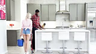 Naughty maid Chloe Temple deepthroats BBC for cum in mouth