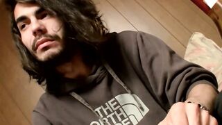 Devin Reynolds almost douses his plate with his own special mayonnaise after wanking