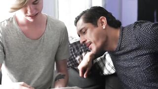 DaddiesPorno.com - Rocky Vallarta & Jordan Lake - Horny twink kneels for stepdaddys e