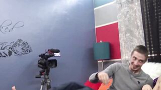 Long haired cutie Zack Randall plugs dildo into my ass then his cock