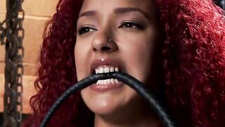 Babe face fucked in back bend bondage