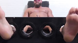 Bulky Girth was restrained in a tickling torment by a master