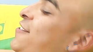 Kinky skinhead latino Cristobal is on the sofa wanking dick