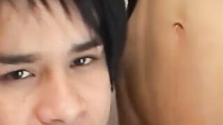 Dirty latino twinks go down on each other in the kitchen
