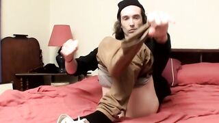 Long haired straighty makes his throbbing boner spray jizz