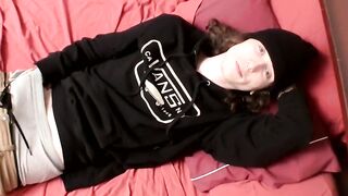 Long haired straighty makes his throbbing boner spray jizz