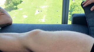 Big hairy bear masturbates while foot worshipped by hunk