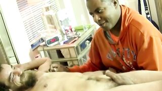 Ebony amateur mouth fucked by horny white homo