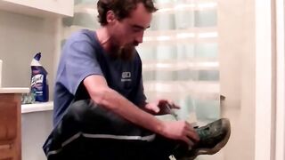 Ebony amateur mouth fucked by horny white homo