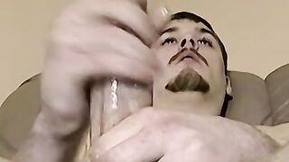 Handsome youngster Blazes tugs his big fat cock and cums