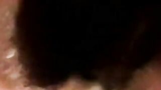 Black amateur barebacks mature man before cumming on him