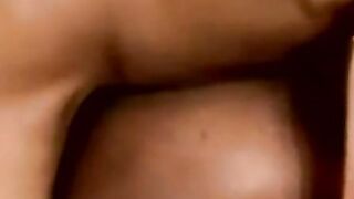 Black amateur barebacks mature man before cumming on him