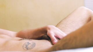 Asian jock Zayn Parker jerks off his big cock in kinky solo