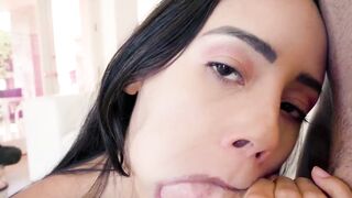 Latina babe Andreina Deluxe throat fucked and swallowed cum