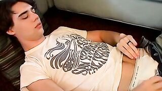 Kinky twink Zack Randall humps the pillow and jerks off