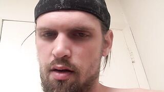 Straight thug works hard on his dick for a small drip of cum