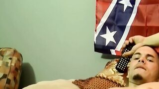 American homosexual spanks his hairy dick and cums