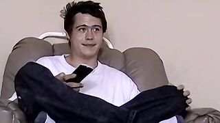 Solo amateur strokes his hard dick solo and cum blasts