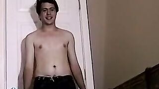 Solo amateur strokes his hard dick solo and cum blasts