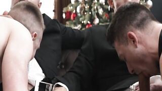Horny studs Master Legrand and Master Snow spit roasted sexy Serg Shepard in ass fuck