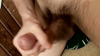 Muscled inked boy Nolan jacks off his long rock stiff shaft before cumshot