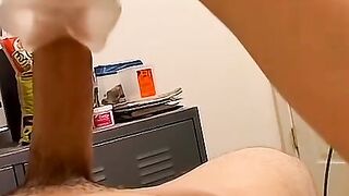 Austin pleasures his dick inside his sexy Fleshjack toy and shoots his load in it