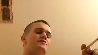 Stud Bryce Corbin smokes three at once while he rocks his dick