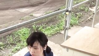 Japanese teen schoolgirl rubs her pussy over her panties