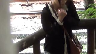Stunning Japanese brunettes pissing themselves outdoor