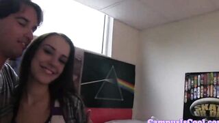 Amateur college Girl rides on rough shlong