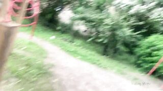 Risky playground masturbation and pissing into outside