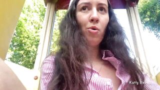 Risky playground masturbation and pissing into outside
