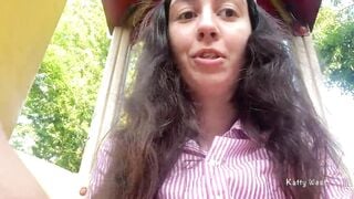 Risky playground masturbation and pissing into outside