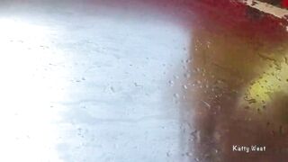 Risky playground masturbation and pissing into outside