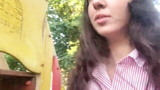 Risky playground masturbation and pissing into outside