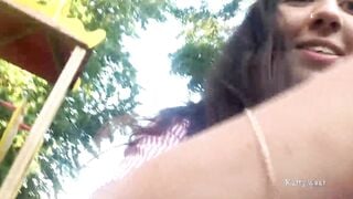 Risky playground masturbation and pissing into outside