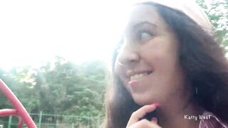 Risky playground masturbation and pissing into outside